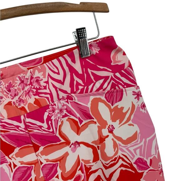 IBKUL Sporty Floral Pink and Red Pants Pull-on with front pockets size 10 - Picture 2 of 4